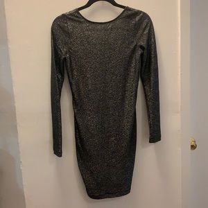 BCBGeneration Shimmery Gunmetal Long-sleeve dress